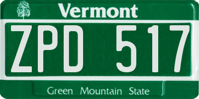 VT license plate ZPD517