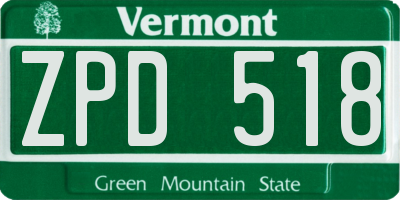 VT license plate ZPD518
