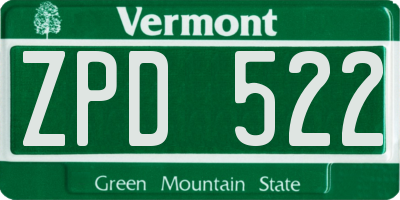 VT license plate ZPD522