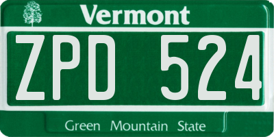 VT license plate ZPD524