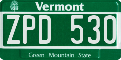 VT license plate ZPD530