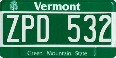 VT license plate ZPD532