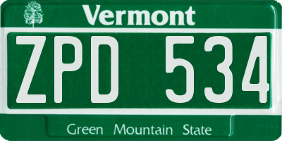 VT license plate ZPD534