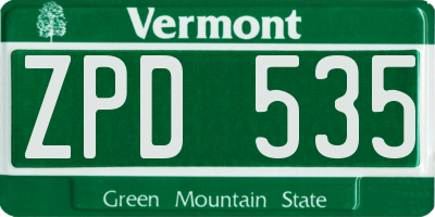 VT license plate ZPD535