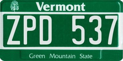 VT license plate ZPD537