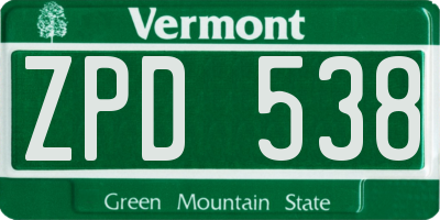 VT license plate ZPD538