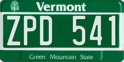 VT license plate ZPD541