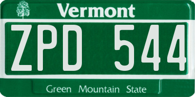 VT license plate ZPD544