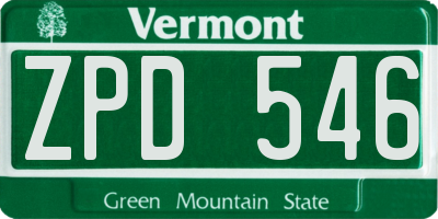 VT license plate ZPD546