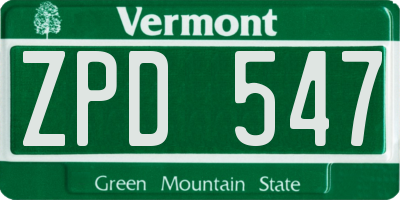 VT license plate ZPD547