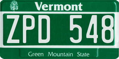 VT license plate ZPD548