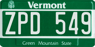 VT license plate ZPD549