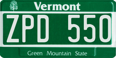 VT license plate ZPD550