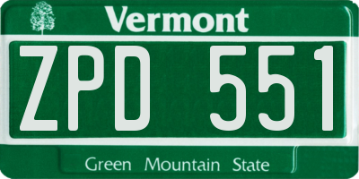 VT license plate ZPD551