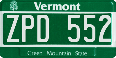 VT license plate ZPD552