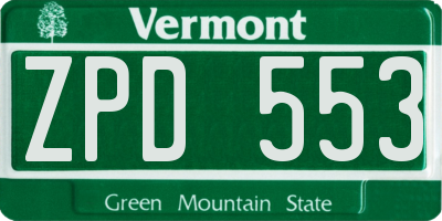 VT license plate ZPD553