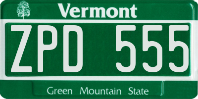 VT license plate ZPD555