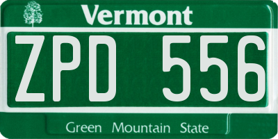 VT license plate ZPD556