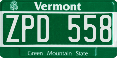 VT license plate ZPD558