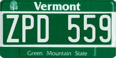 VT license plate ZPD559