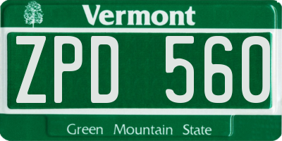 VT license plate ZPD560