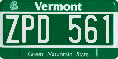 VT license plate ZPD561