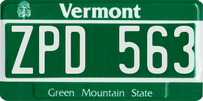 VT license plate ZPD563