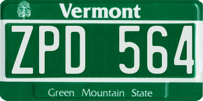 VT license plate ZPD564