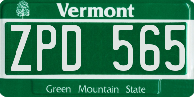 VT license plate ZPD565