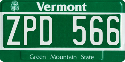 VT license plate ZPD566