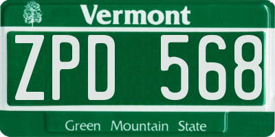 VT license plate ZPD568