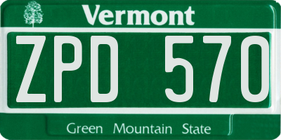 VT license plate ZPD570