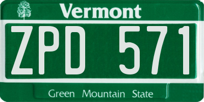 VT license plate ZPD571
