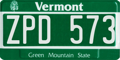 VT license plate ZPD573