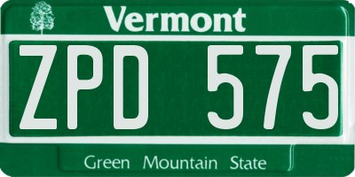 VT license plate ZPD575