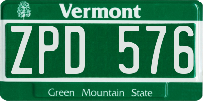 VT license plate ZPD576