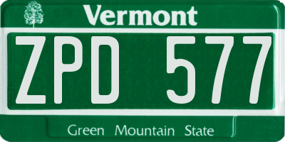 VT license plate ZPD577