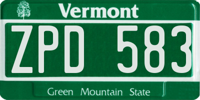 VT license plate ZPD583