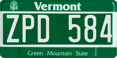 VT license plate ZPD584