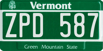 VT license plate ZPD587
