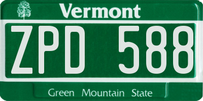VT license plate ZPD588