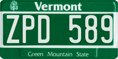 VT license plate ZPD589