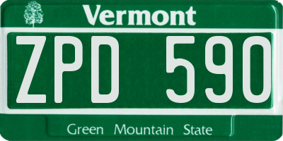 VT license plate ZPD590
