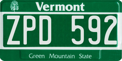 VT license plate ZPD592