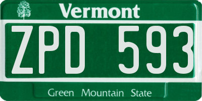 VT license plate ZPD593