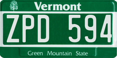 VT license plate ZPD594