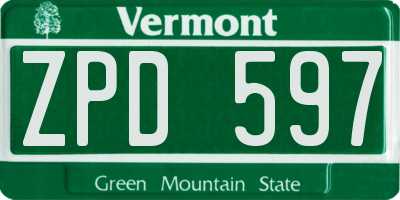 VT license plate ZPD597