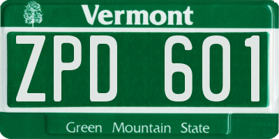 VT license plate ZPD601