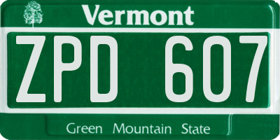 VT license plate ZPD607