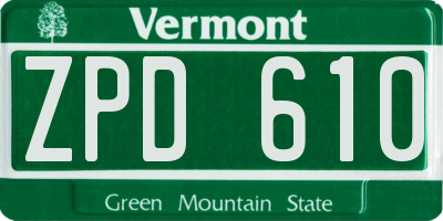 VT license plate ZPD610